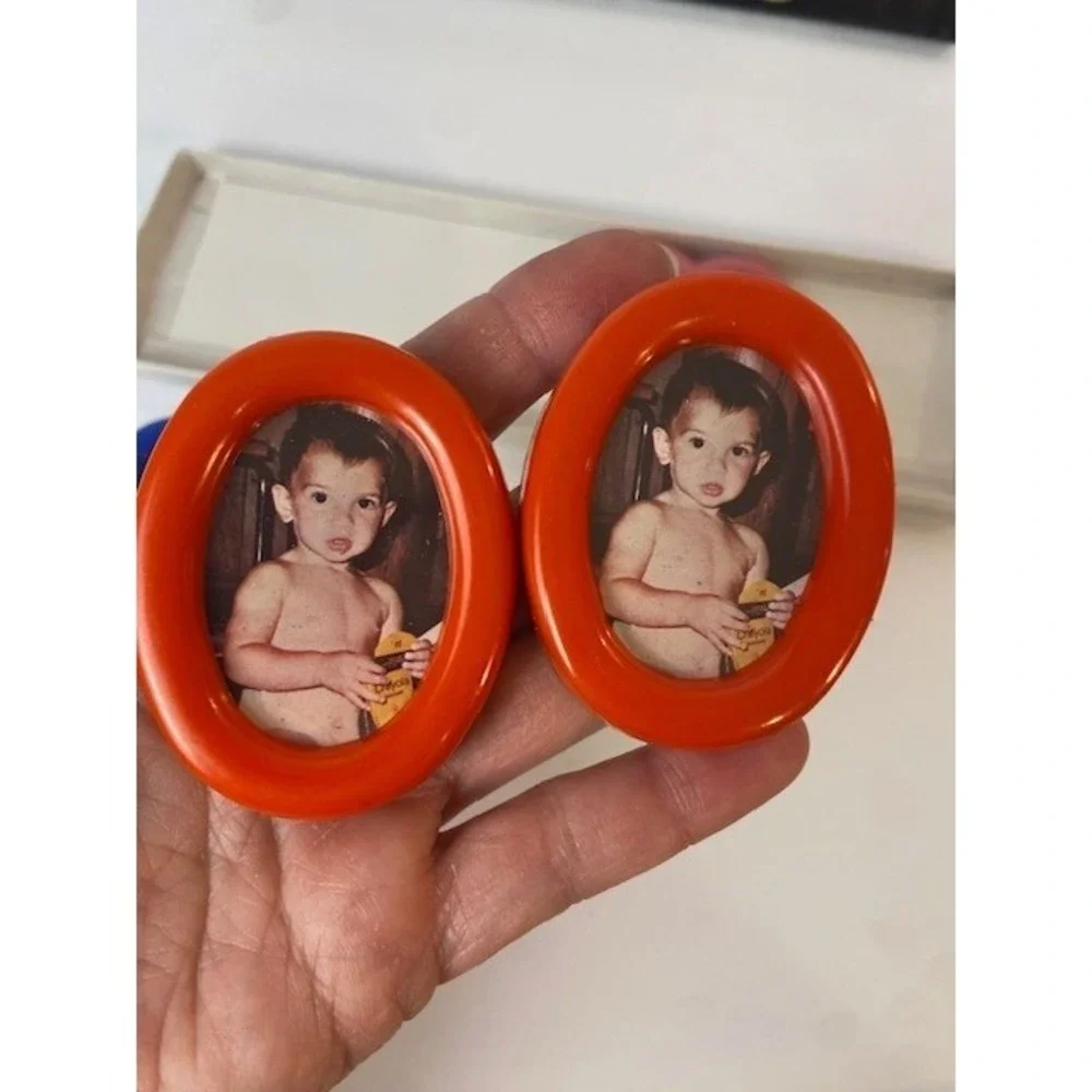 Vintage 1983 WA Stratford Magnetic Photo Frames Set of 4 Heart Oval Retro Decor